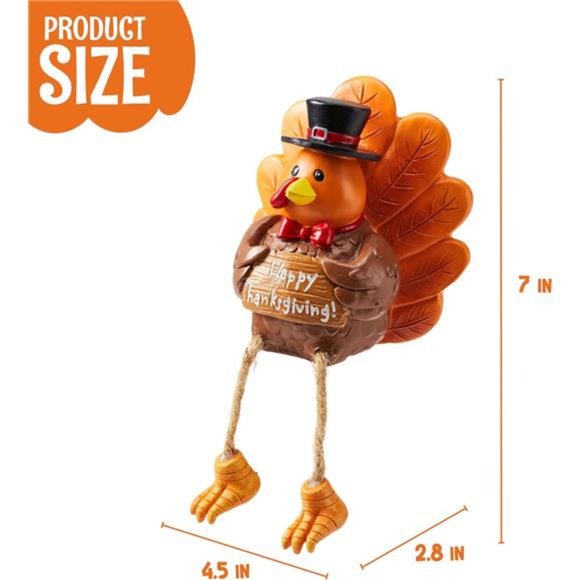 3 Pcs Thanksgiving Turkey Tabletop Centerpieces, Resin Turkey Figurine - Picture 6 of 7